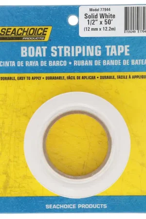 Seachoice Self-Adhesive Boat Striping Tape, 3 Mil Vinyl, 1/2 in. X 50 Ft., White Genuine