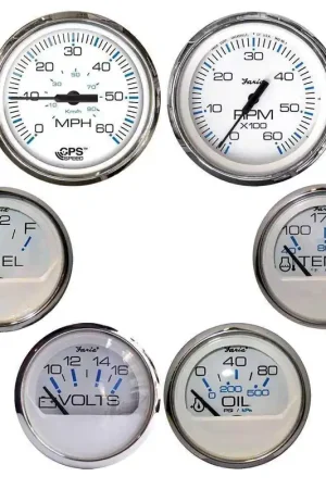 Best Choice Faria Chesapeake White Speed/Tach/Fuel/Volt/Temp/Oil PSI #KTF063